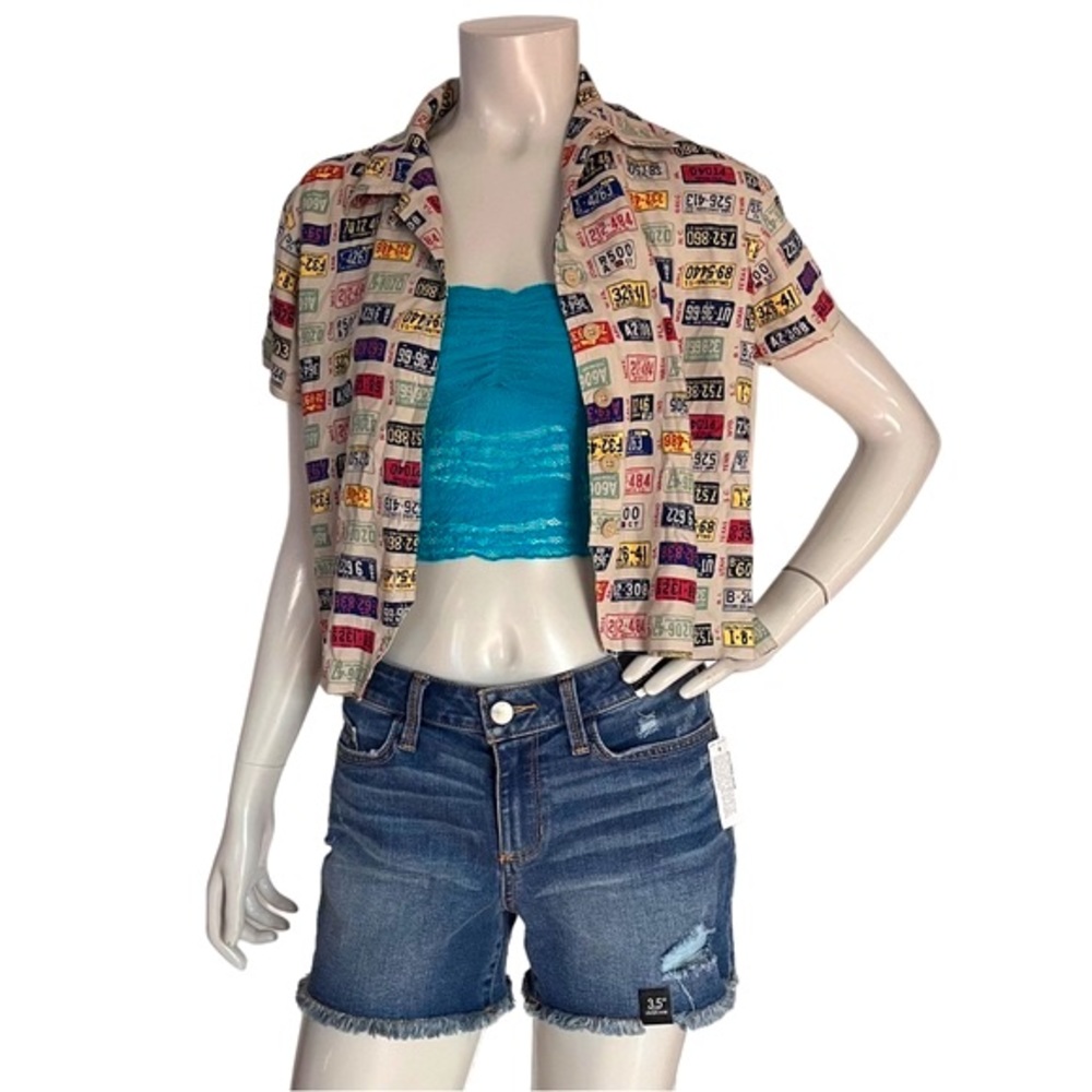 Vintage 90s Liz Claiborne button down t shirt Shacket license plate size SP